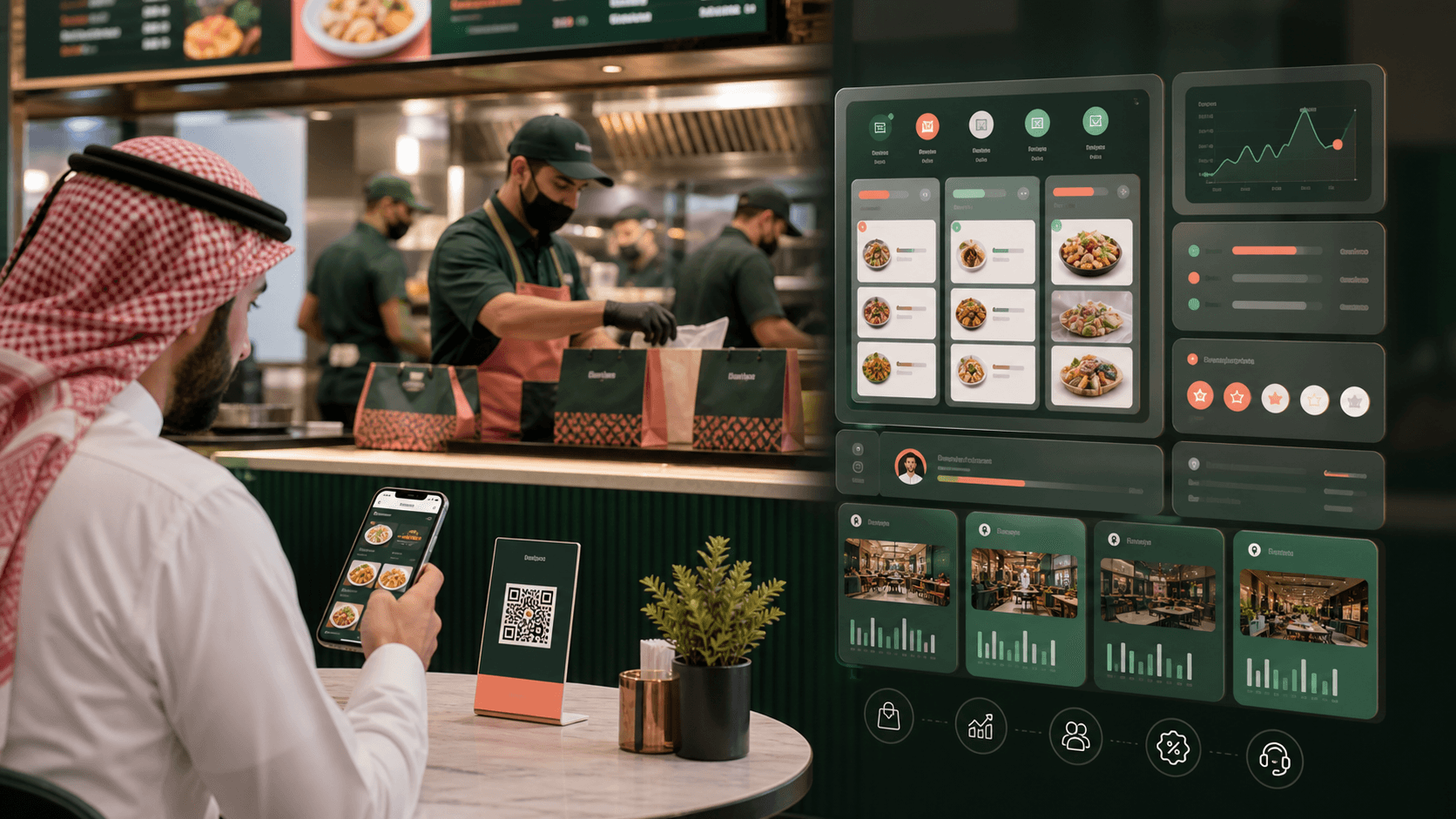 تشغيل مطعم عبر منيو QR وطلبات وبرنامج ولاء في واجهة